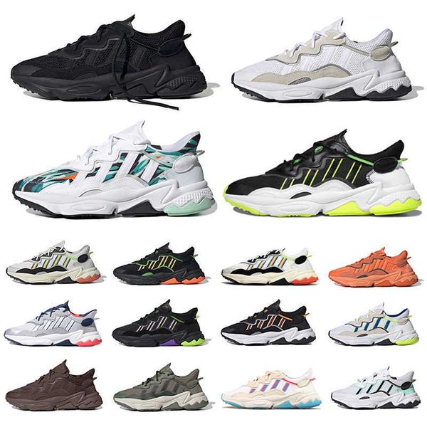 

fashion mesh ozweego mens running shoes solar yellow neon green king push t pride era pack cloud white bright halloween tones men women, Black