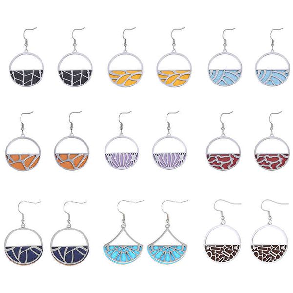 

women's fashion luxury stainless steel jewelry reversible leather drop earrings boucle d'oreille femme 2021, Golden