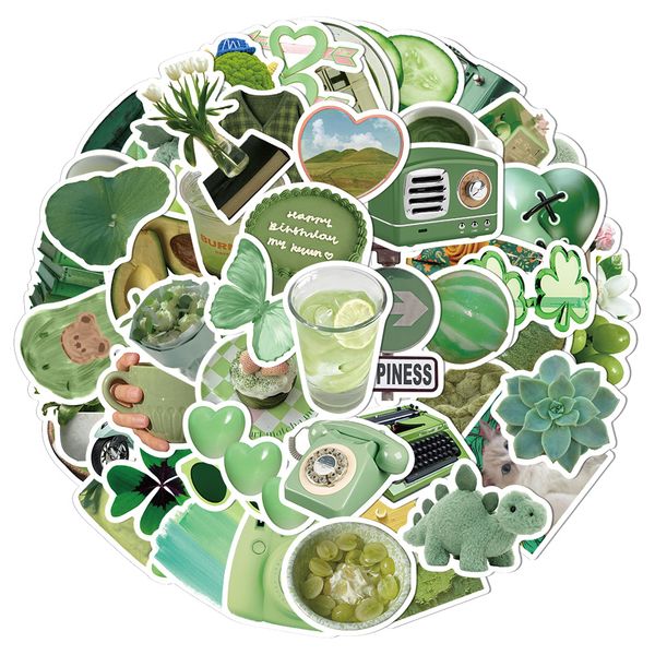 

60pcs skateboard stickers cartoon fresh green for car baby scrapbooking pencil case diary phone lapplanner decoration book album kids toys d