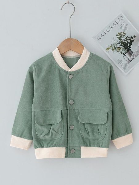

toddler boys flap pocket corduroy bomber jacket she, Blue;gray