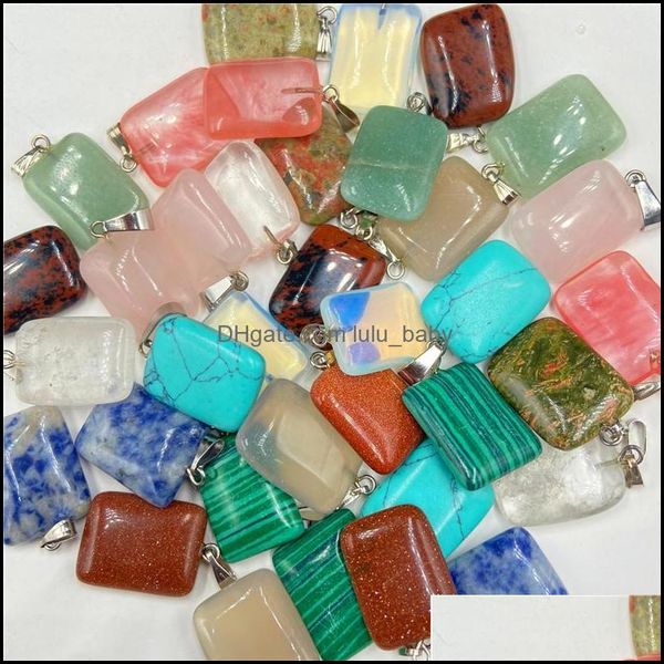 

charms jewelry findings components natural stone rec opal quartz tigers eye turquoise crystal pendants clear g dhway, Bronze;silver