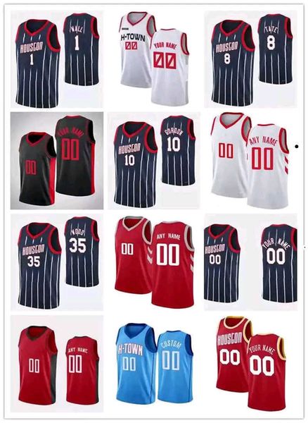 

75th basketball jerseys custom mens womens houston''rockets''jersey 1 john wall 35 christian wood 8 jae'sean tate 1, Black;red