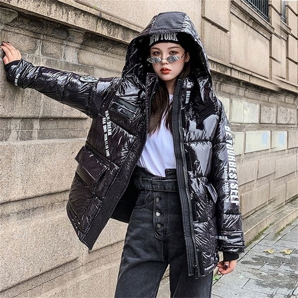 

womens wadded jaqueta feminina winter coat female padded jacket stand collar loose padded jacket 1910 201214, Black