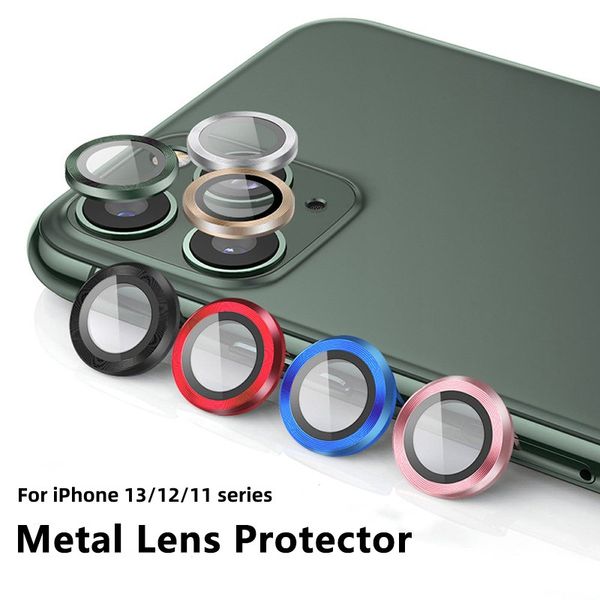 Protezione per lenti a copertura completa 3D per iPhone13 12 11 Pro Max Camera Protector Temmed Glass Metal Ring Cover Afferction con pacchetto di vendita al dettaglio