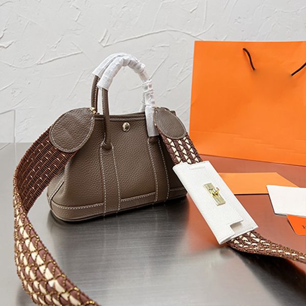 

handbags garden bag new layer cowhide tote bags litchi pattern wide shoulder strap versatile messenger portable women's bag fashion h