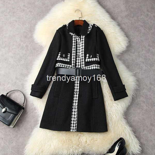 

women's two piece pants winter women's tweed short cardigan jacket + polo collar waist a-shaped vest skirt set t12754, White