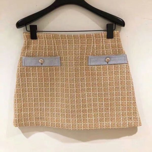 

skirts spring and summer elegant small fragrance coarse tweed a-line skirt women, Black