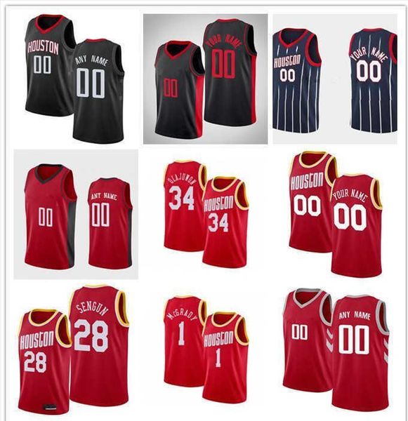 

mens womens youth houston''rockets''28 alperen sengun 34 hakeem olajuwon 21 trevelin queen 6 kenyon martin jr. custom ba, Black;red