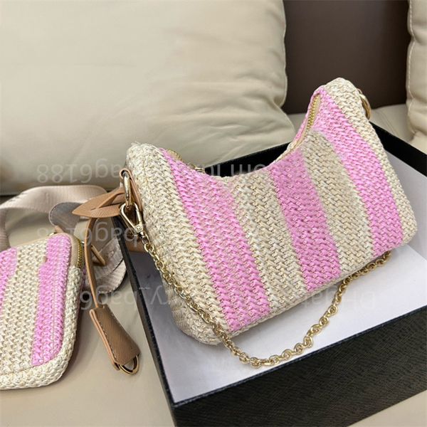 

5a fashion classic woman straw bags nylon shoulder bags hobos handbags chain purses designer crossbody baguettes lady small totes luxury cre