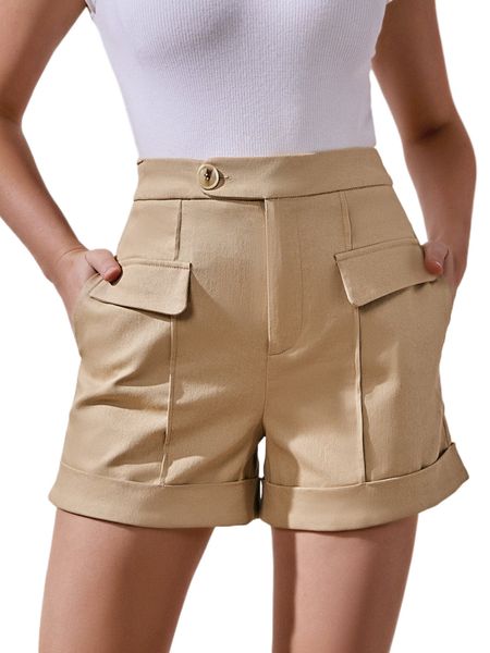 

sbetro high waist flap detail shorts a7rk#, White;black