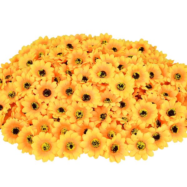 100 Pz 4.5 cm Mini Girasole Di Seta Fiori Artificiali Testa Per La Festa Nuziale Decorazione Della Casa Corona FAI DA TE Scrapbooking Fiori Finti