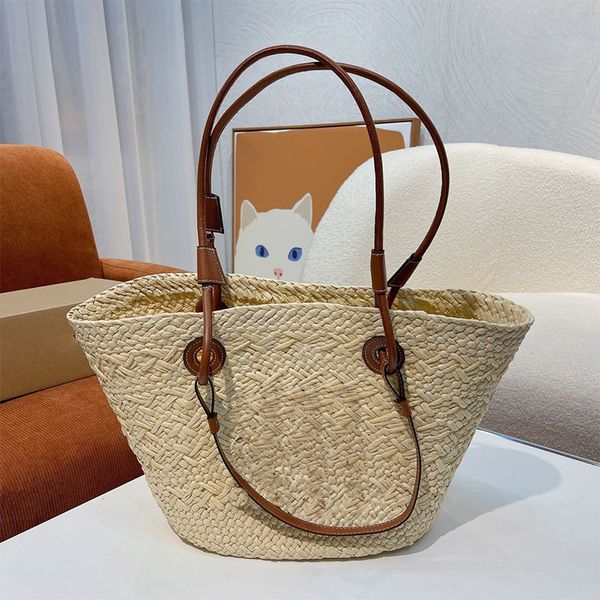 

2022 women handbags wallets luxurys designers anagram basket bag in iraka and calfskin crossbody fashion knitting handbags beach travel shou