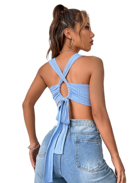 

tie backless crop tank f4gn#, White