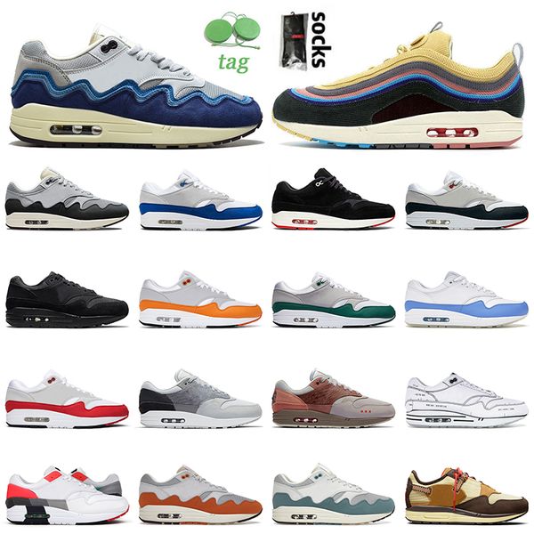 

classic 1 87 sports running shoes sean wotherspoon monarch patta black grey anniversary royal bred obsidian magma orange london mens women r, White;red