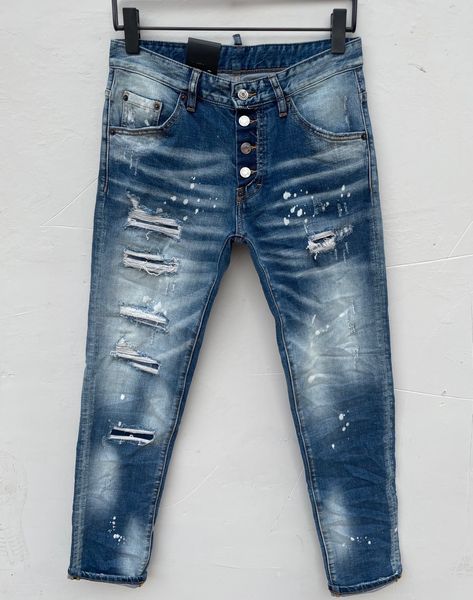 jeans da uomo denim strappati per uomo skinny rotto stile italiano buco bici moto pantaloni revival hot rock 2 NYKQ