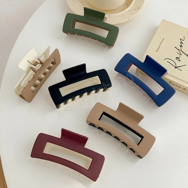 

matte plastlic double color hair clip oversized clamps for women girls hair accessories headwear, Slivery;white