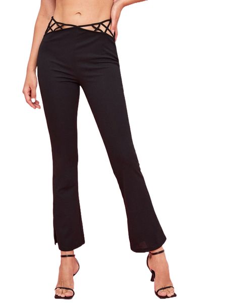 

x kys cut out flare leg pants a6oq#, Black;white
