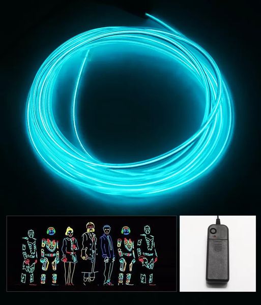 

neon sign flexible 10 colors led strip light for 300cm el wire rope tube cold lights glow party auto car decoration with 12v inverter