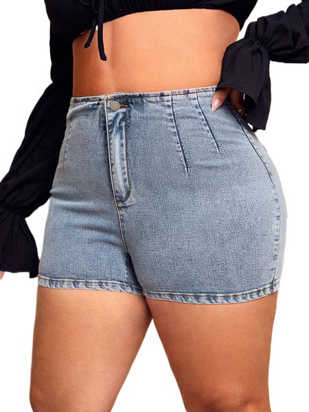 

plus high waist denim shorts c07v#, White;black