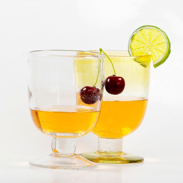 

yellow rim drinking glass large wine cup aperitif juice cup short stem