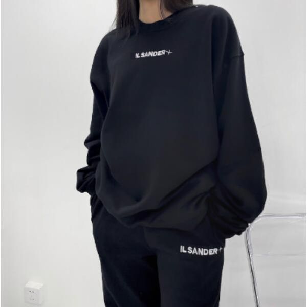 

22ss and trouser suit autumn letter embroidered round collar, Black