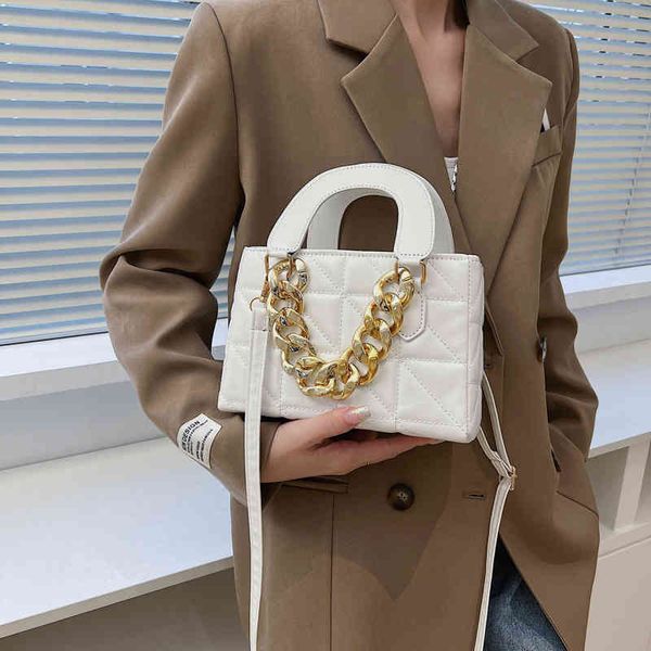

high women's 2022 new chain handbag fashion bag versatile high-grade texture one shoulder small square bag