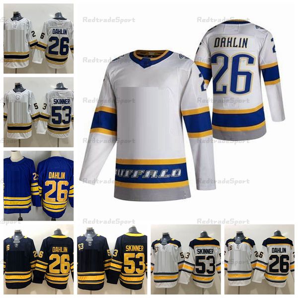 

jersey reverse retro hockey''nhl''jerseys 26 rasmus dahlin 53 jeff skinner gold 50th anniversary stitched mens home roya, Black;red