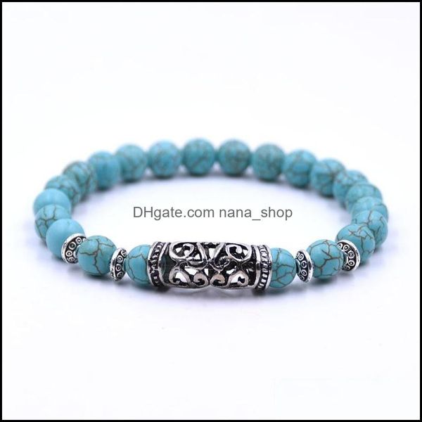 

beaded strands bracelets jewelry new 8mm natural black lava stone turquoise bead bracelet diy aromatherapy essential oil diffuser for women
