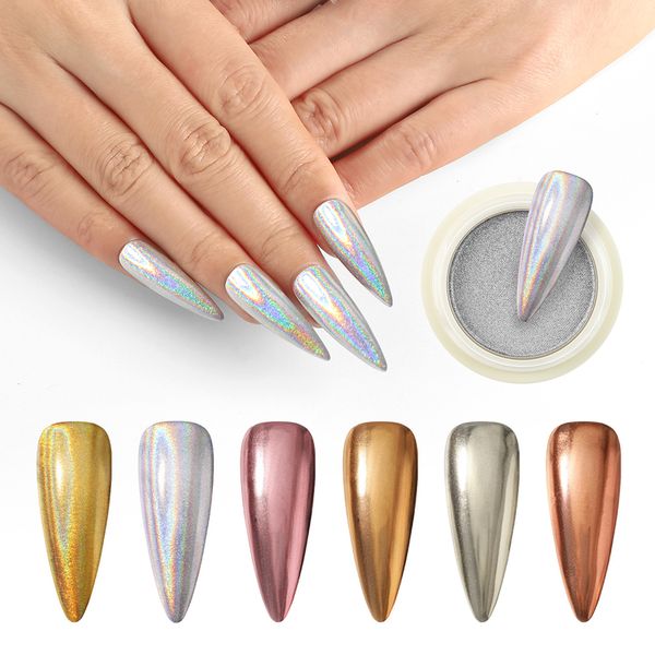 

coscelia solid magic mirror nail powder pigment chrome diy decoration nail art manicure nail glitter powder all for manicure, Silver;gold