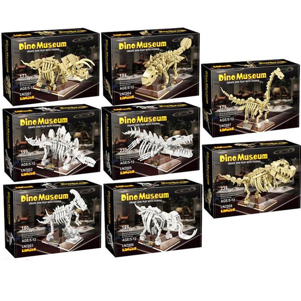 

jurassic dinosaur world park dino fossil building blocks tricerat-rex indominus rex skeleton bricks toys for kid gifts280h