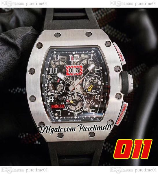 2022 Felipe Massa Eta A7750 Автоматический хронограф мужские часы стальной корпус Большой дата скелетный набор черного резинового ремешка Super Edition PureTime01 E282-011-A1