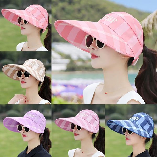 Breite Krempe Hüte Pc Frauen Mode Visiere Sonnenschutz Anti-UV Schutzkappe Sommer Freizeit Reise Sonne Strand HutWide