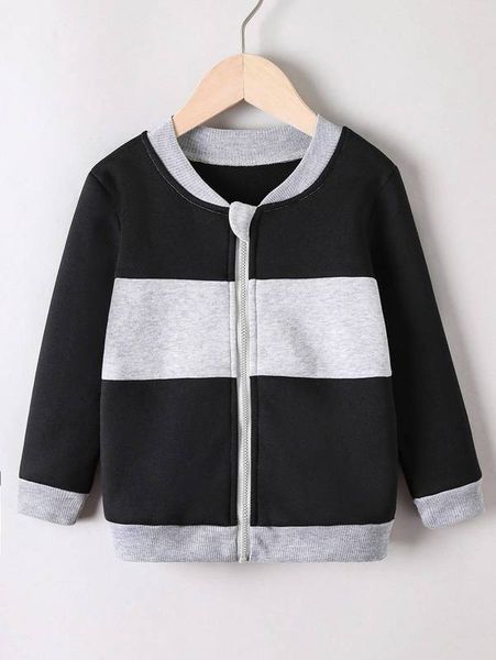 

toddler boys colorblock zip front jacket she, Blue;gray