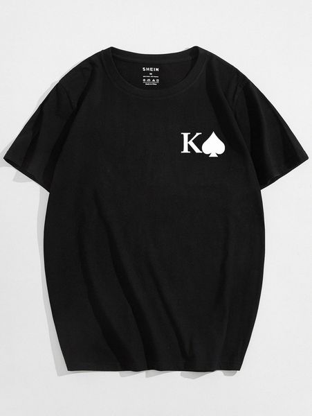 

men playing card print tee r5mo#, White;black
