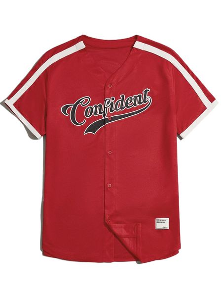 

men letter graphic contrast side seam shirt q4ar#, White;black