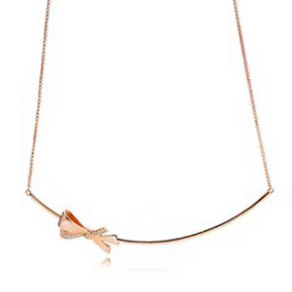 

2019 new 100% 925 sterling silver brilliant bow necklace rose gold colorful zircon rainbow pendant clavicle chain for women gift aa220315
