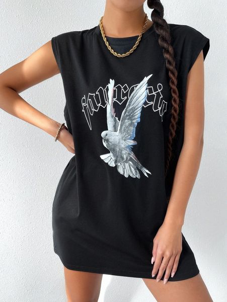 

animal & letter graphic tee h9b7#, White