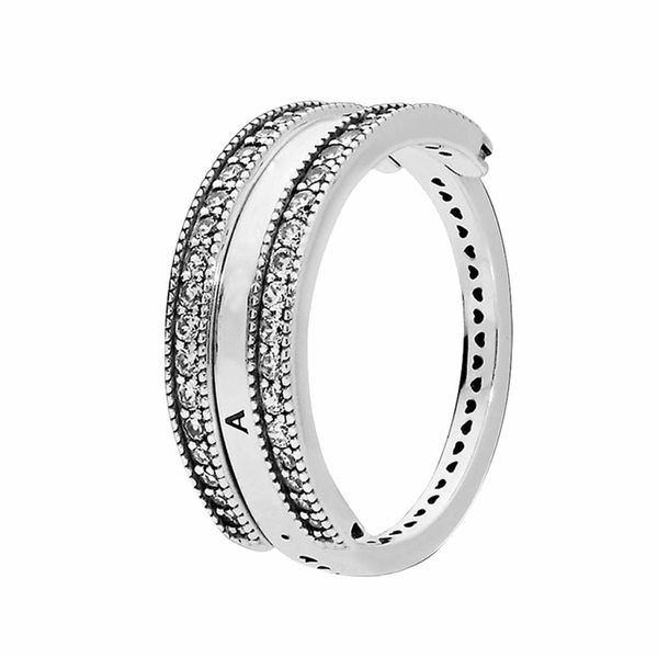 925 Серебряный серебряный серебряный и сердечный кольцо CZ Diamond Women Wedding DesignerJewelry Оригинальный бокс для колец Pandora для колец Pandora