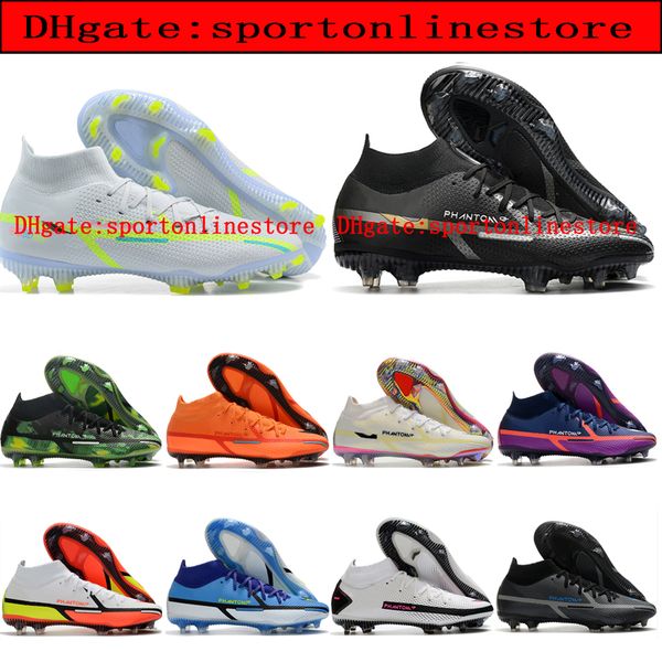 

mens soccer boots phantom gt2 dynamic fit elite fg football cleats shock wave recharge scarpe calcio motivation pack outdoor shoes sneakers, Black