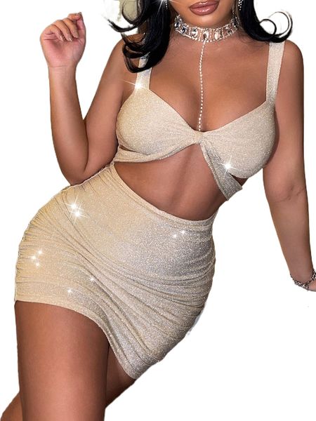 

sxy cut out ruched side glitter cami bodycon dress w8kw#, Black;gray