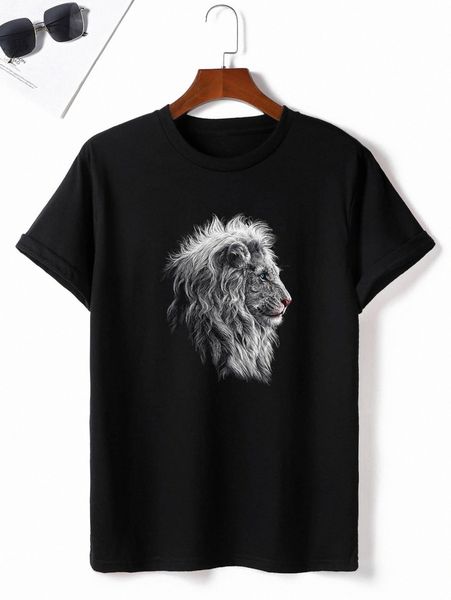 

men 3d lion print tee w3yr#, White;black