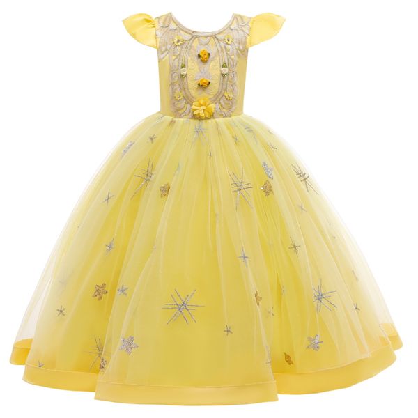 

girls dress princess dress childrens clothing childrens full dress girls elegant princess banquet performance festival, White