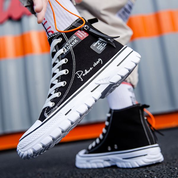 

men canvas high skateboard shoes lightweight sneakers breathable men's leather casual leather non-slip flats