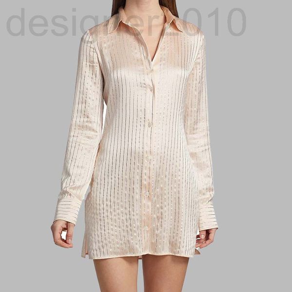 

women's polos designer aw king 22 spring long sleeve lined dress single breasted metallic crystal stripe loose design cardigan fk9f, White