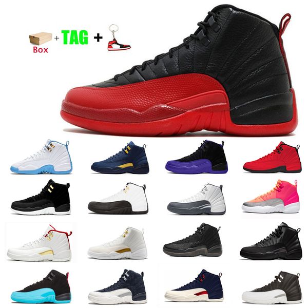 

basketball shoes 12s jumpman university 12 mens sports twist sneakers gold indigo black dark concord cny cherry gym red high trainers