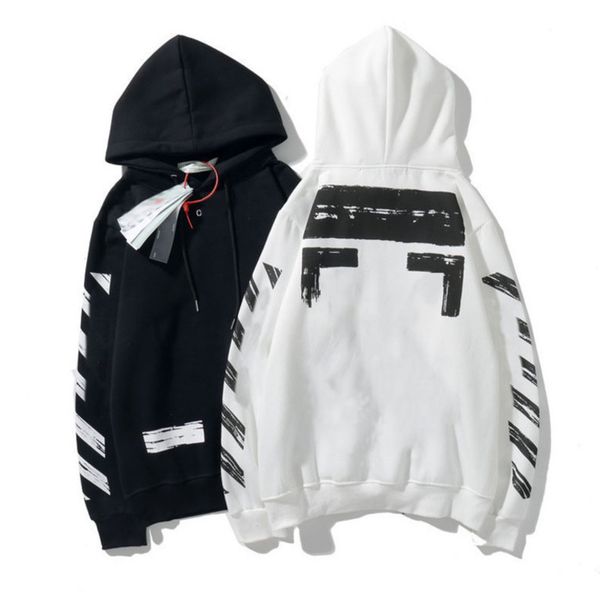 

mens fashion white hoodies loose classic sweatshirts zipper hoodie cotton pullover long sleeved back oil paint arrow x men women hooded jac, Black