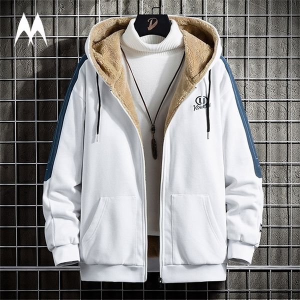 

winter wool jacket men streetwear brand thick warm coats men hooded zipper bomber jacket male letter print coat 201218, Black;brown