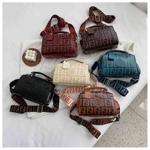 

handbag autumn winter embossed bag bag wide shoulder belt single shoulder