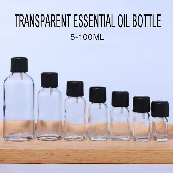 

5-100ml black lid glass essence lotion bottle with screw cap empty glass vials diy cosmetic container yf0076
