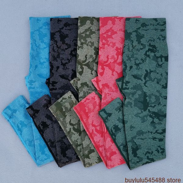 

2022 fashion fitness yoga brand lu's women's leggings new camo seamless high waist booty gym sports push up workout sport, Black